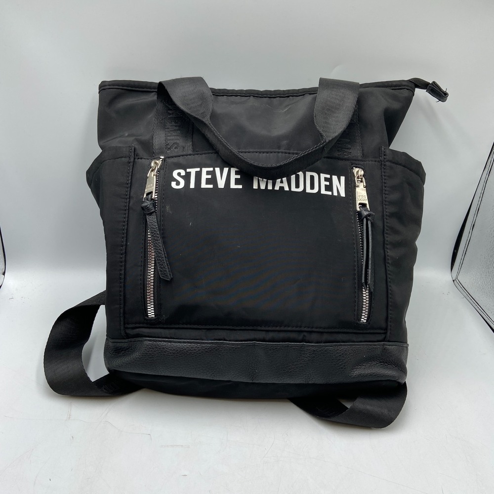 Steve Madden Backpack Theda Black Zip Inner Pocket Adjustable Strap Shoulder